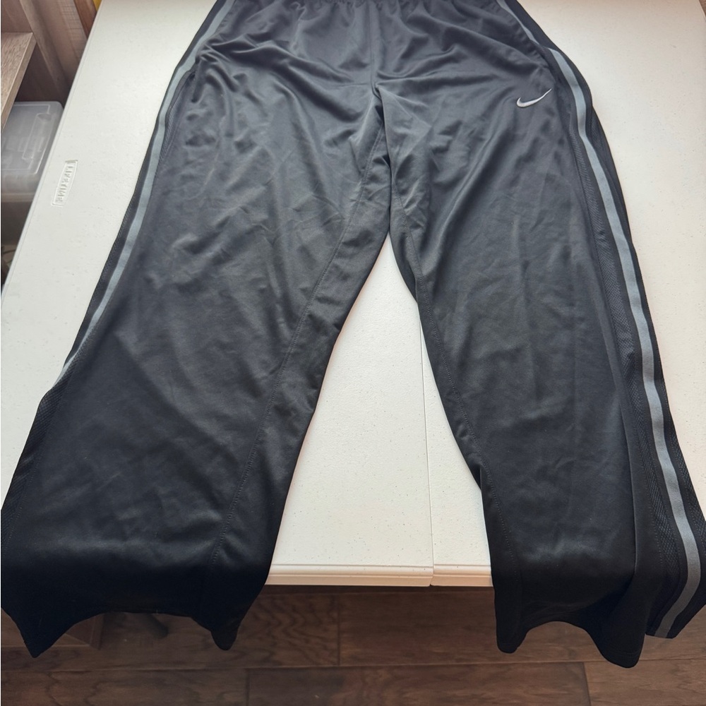 Nike Black Track Pants with Grey Side Stripes